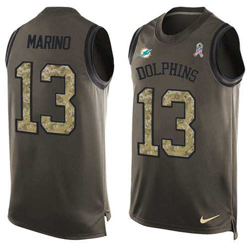 Nike Miami Dolphins #13 Dan Marino Green Men's Stitched NFL Limited Salute To Service Tank Top Jersey