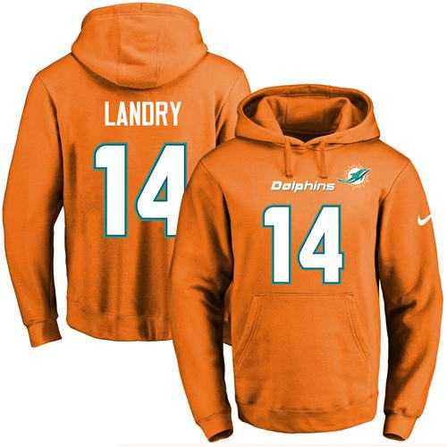 Nike Miami Dolphins #14 Jarvis Landry Orange Name & Number Pullover NFL Hoodie