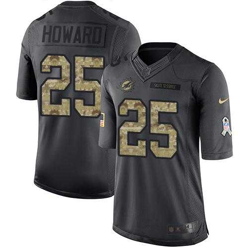 Nike Miami Dolphins #25 Xavien Howard Black Men's Stitched NFL Limited 2016 Salute to Service Jersey