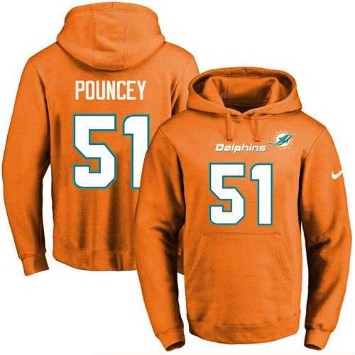 Nike Miami Dolphins #51 Mike Pouncey Orange Name & Number Pullover NFL Hoodie