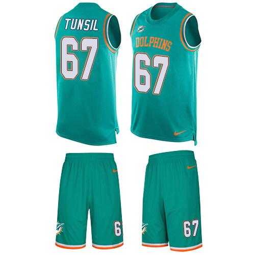 Nike Miami Dolphins #67 Laremy Tunsil Aqua Green Team Color Men's Stitched NFL Limited Tank Top Suit Jersey