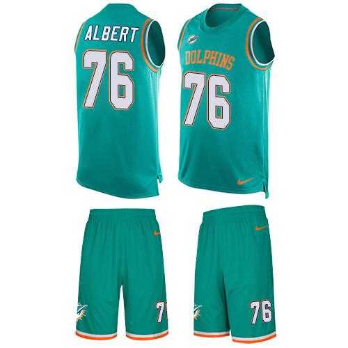 Nike Miami Dolphins #76 Branden Albert Aqua Green Team Color Men's Stitched NFL Limited Tank Top Suit Jersey