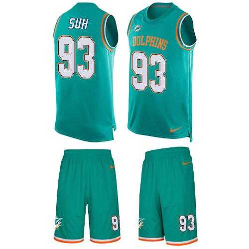 Nike Miami Dolphins #93 Ndamukong Suh Aqua Green Team Color Men's Stitched NFL Limited Tank Top Suit Jersey