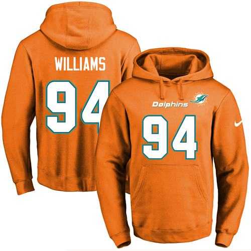 Nike Miami Dolphins #94 Mario Williams Orange Name & Number Pullover NFL Hoodie