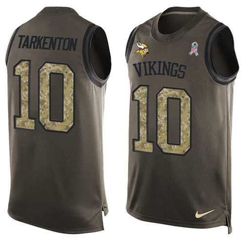 Nike Minnesota Vikings #10 Fran Tarkenton Green Men's Stitched NFL Limited Salute To Service Tank Top Jersey