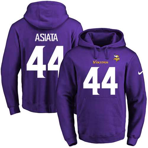 Nike Minnesota Vikings #44 Matt Asiata Purple Name & Number Pullover NFL Hoodie