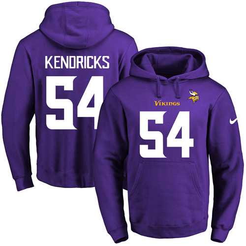 Nike Minnesota Vikings #54 Eric Kendricks Purple Name & Number Pullover NFL Hoodie