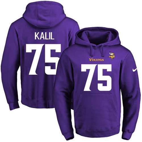 Nike Minnesota Vikings #75 Matt Kalil Purple Name & Number Pullover NFL Hoodie