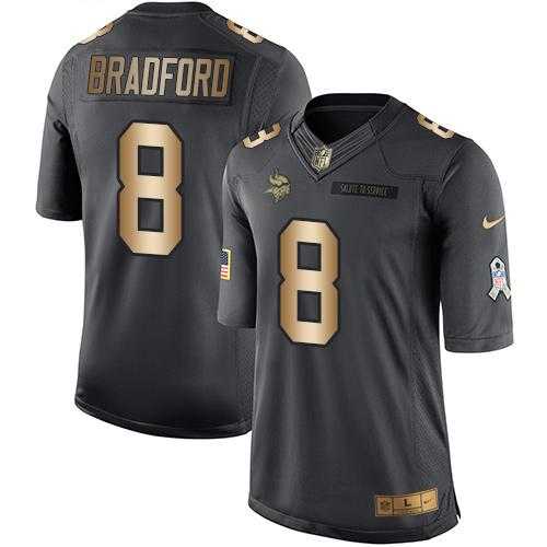Nike Minnesota Vikings #8 Sam Bradford Anthracite Men's Stitched NFL Limited Gold Salute To Service Jersey
