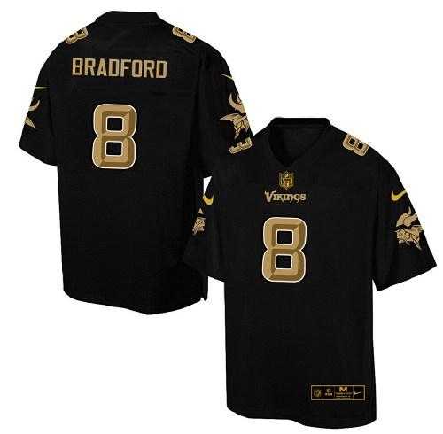 Nike Minnesota Vikings #8 Sam Bradford Black Men's Stitched NFL Elite Pro Line Gold Collection Jersey