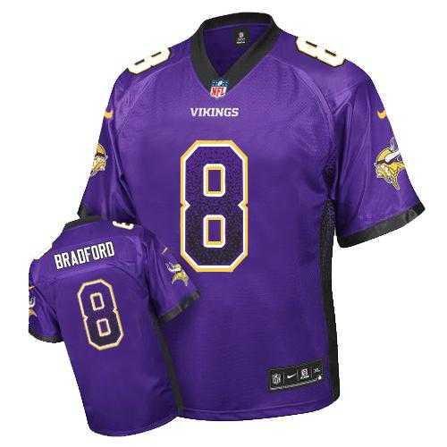 Nike Minnesota Vikings #8 Sam Bradford Purple Team Color Men's Stitched NFL Elite Drift Fashion Jersey