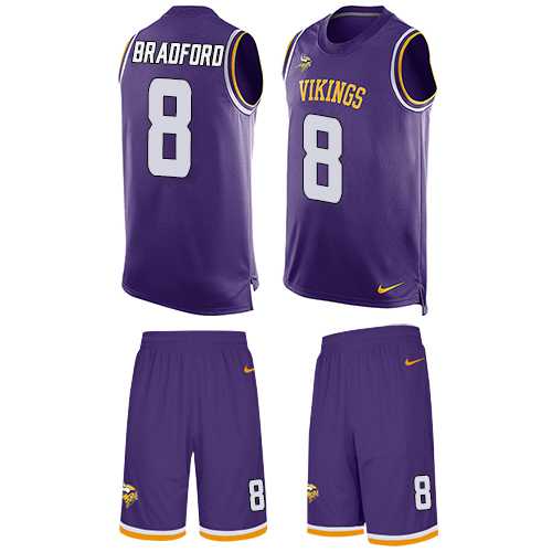Nike Minnesota Vikings #8 Sam Bradford Purple Team Color Men's Stitched NFL Limited Tank Top Suit Jersey