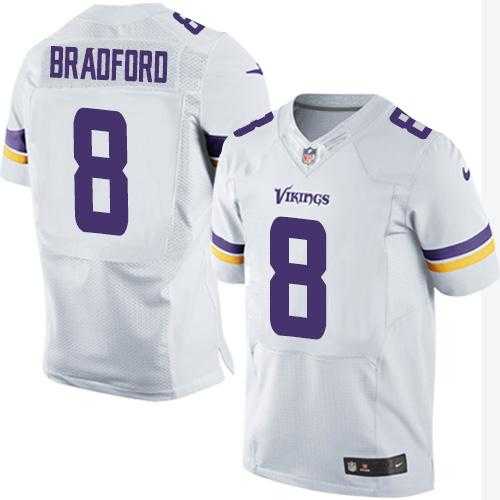 Nike Minnesota Vikings #8 Sam Bradford White Men's Stitched NFL Elite Jersey
