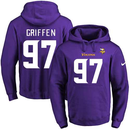 Nike Minnesota Vikings #97 Everson Griffen Purple Name & Number Pullover NFL Hoodie