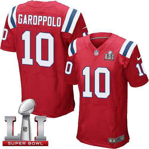 Nike New England Patriots #10 Jimmy Garoppolo Red Alternate Super Bowl LI 51 Men's Stitched NFL Elite Jersey