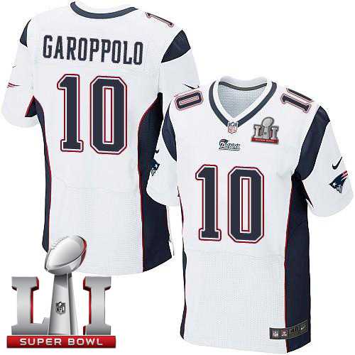 Nike New England Patriots #10 Jimmy Garoppolo White Super Bowl LI 51 Men's Stitched NFL Elite Jersey