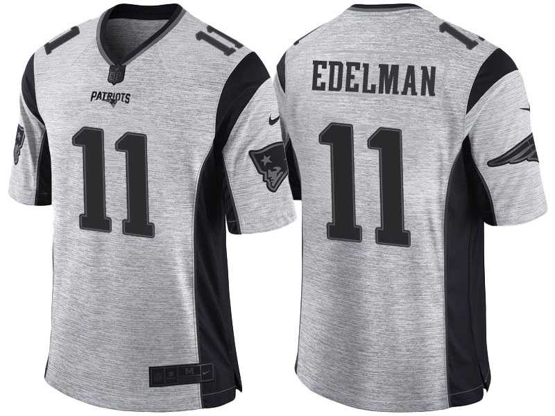 Nike New England Patriots #11 Julian Edelman 2016 Gridiron Gray II Men's NFL Limited Jersey