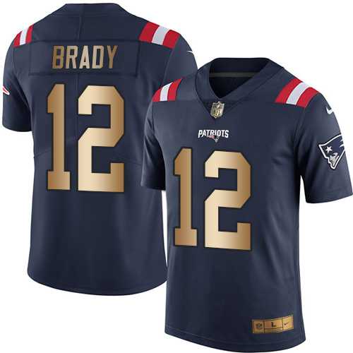 Nike New England Patriots #12 Tom Brady Navy Blue Men's Stitched NFL Limited Gold Rush Jersey