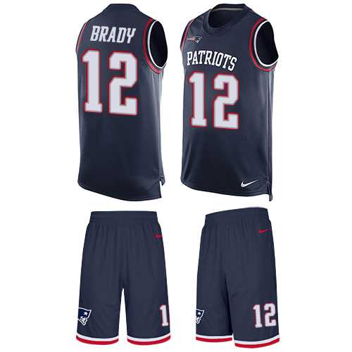Nike New England Patriots #12 Tom Brady Navy Blue Team Color Men's Stitched NFL Limited Tank Top Suit Jersey