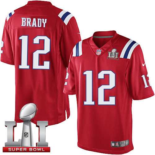 Nike New England Patriots #12 Tom Brady Red Alternate Super Bowl LI 51 Men's Stitched NFL Limited Jersey
