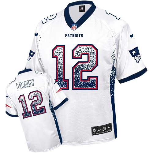 Nike New England Patriots #12 Tom Brady White Men's Stitched NFL Elite Drift Fashion Jersey