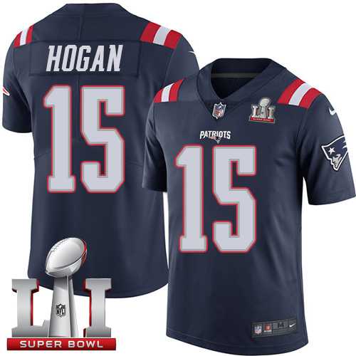 Nike New England Patriots #15 Chris Hogan Navy Blue Super Bowl LI 51 Men's Stitched NFL Limited Rush Jersey
