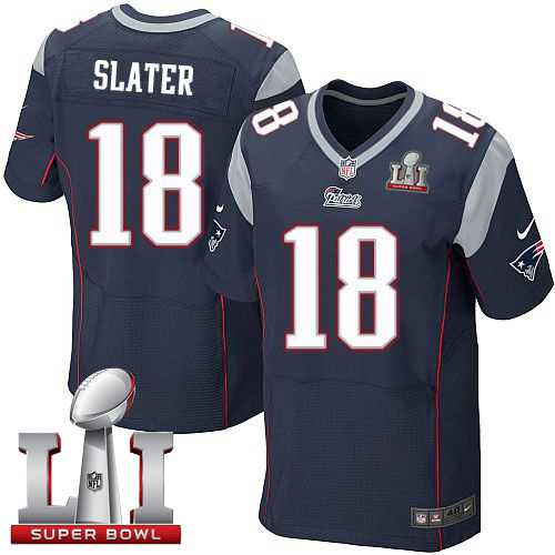Nike New England Patriots #18 Matt Slater Navy Blue Team Color Super Bowl LI 51 Men's Stitched NFL Elite Jersey