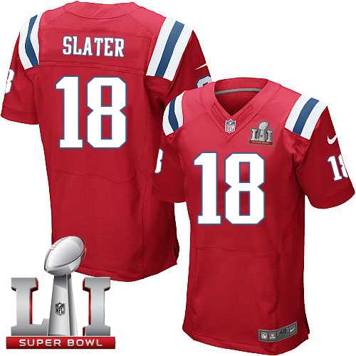 Nike New England Patriots #18 Matt Slater Red Alternate Super Bowl LI 51 Men's Stitched NFL Elite Jersey