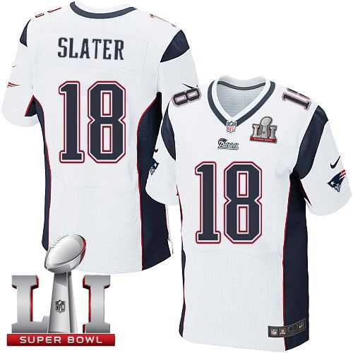 Nike New England Patriots #18 Matt Slater White Super Bowl LI 51 Men's Stitched NFL Elite Jersey
