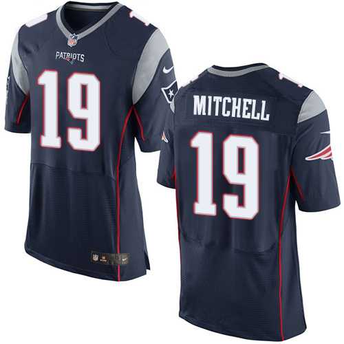 Nike New England Patriots #19 Malcolm Mitchell Navy Blue Team Color Men's Stitched NFL Elite Jersey