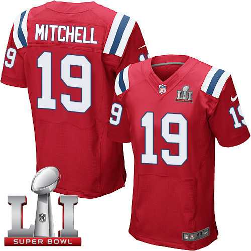 Nike New England Patriots #19 Malcolm Mitchell Red Alternate Super Bowl LI 51 Men's Stitched NFL Elite Jersey