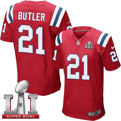 Nike New England Patriots #21 Malcolm Butler Red Alternate Super Bowl LI 51 Men's Stitched NFL Elite Jersey