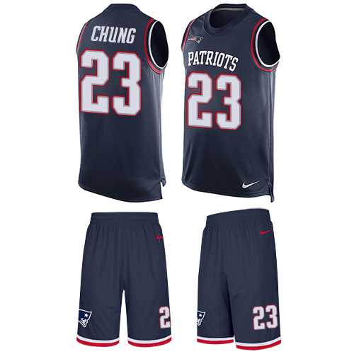 Nike New England Patriots #23 Patrick Chung Navy Blue Team Color Men's Stitched NFL Limited Tank Top Suit Jersey