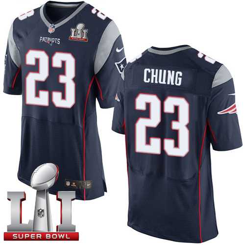 Nike New England Patriots #23 Patrick Chung Navy Blue Team Color Super Bowl LI 51 Men's Stitched NFL New Elite Jersey