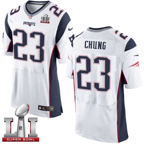 Nike New England Patriots #23 Patrick Chung White Super Bowl LI 51 Men's Stitched NFL New Elite Jersey