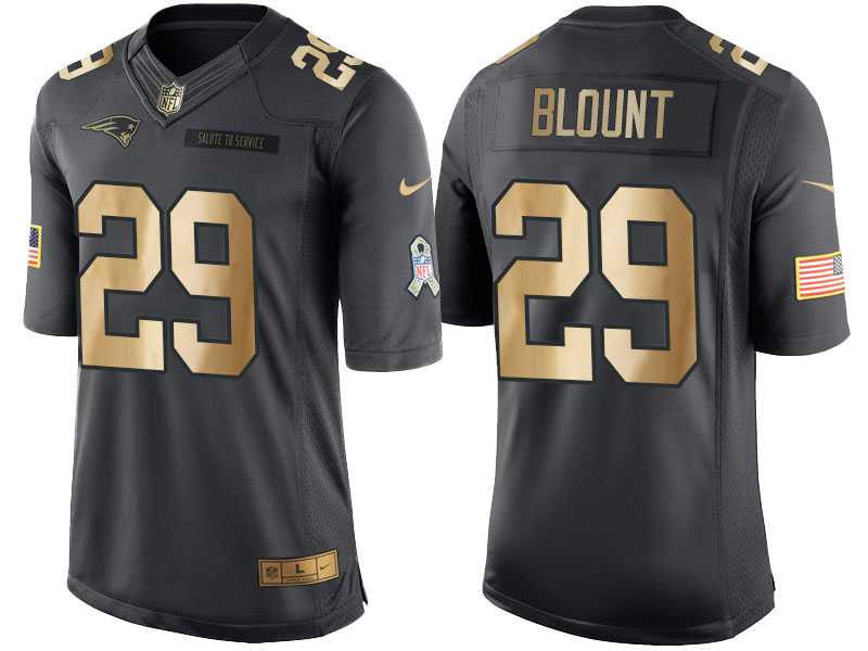 Nike New England Patriots #29 LeGarrette Blount 2016 Christmas Gold Men's NFL Limited Salute to Service Jersey