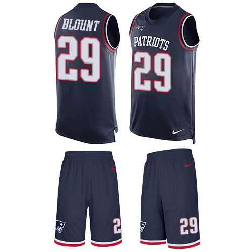 Nike New England Patriots #29 LeGarrette Blount Navy Blue Team Color Men's Stitched NFL Limited Tank Top Suit Jersey