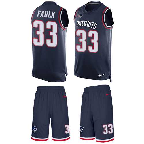 Nike New England Patriots #33 Kevin Faulk Navy Blue Team Color Men's Stitched NFL Limited Tank Top Suit Jersey
