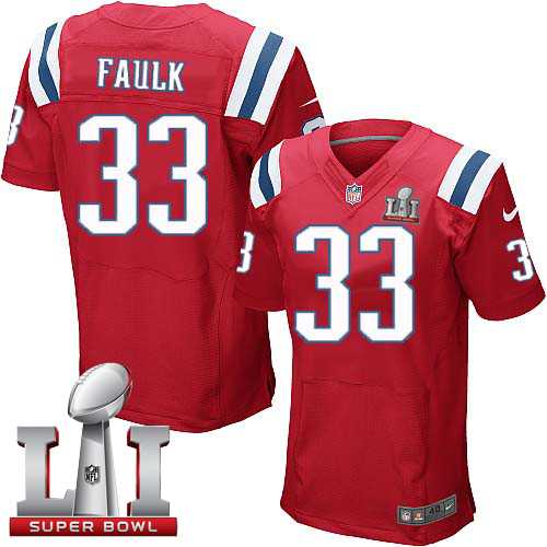 Nike New England Patriots #33 Kevin Faulk Red Alternate Super Bowl LI 51 Men's Stitched NFL Elite Jersey
