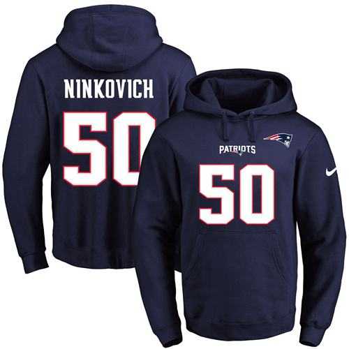 Nike New England Patriots #50 Rob Ninkovich Navy Blue Name & Number Pullover NFL Hoodie