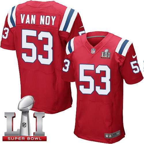 Nike New England Patriots #53 Kyle Van Noy Red Alternate Super Bowl LI 51 Men's Stitched NFL Elite Jersey