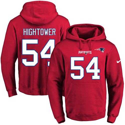 Nike New England Patriots #54 Dont'a Hightower Red Name & Number Pullover NFL Hoodie