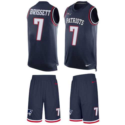 Nike New England Patriots #7 Jacoby Brissett Navy Blue Team Color Men's Stitched NFL Limited Tank Top Suit Jersey