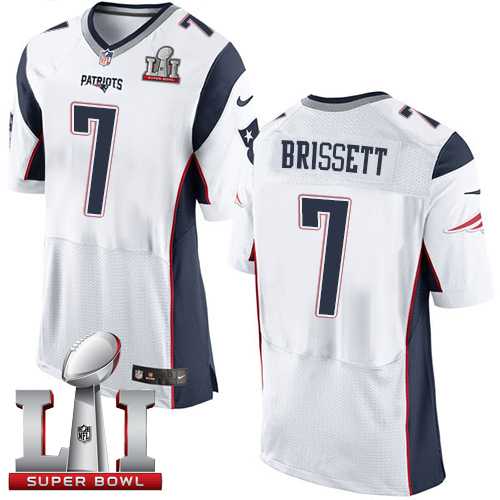Nike New England Patriots #7 Jacoby Brissett White Super Bowl LI 51 Men's Stitched NFL Elite Jersey