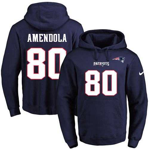 Nike New England Patriots #80 Danny Amendola Navy Blue Name & Number Pullover NFL Hoodie