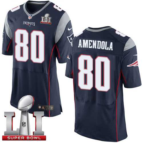 Nike New England Patriots #80 Danny Amendola Navy Blue Team Color Super Bowl LI 51 Men's Stitched NFL New Elite Jersey