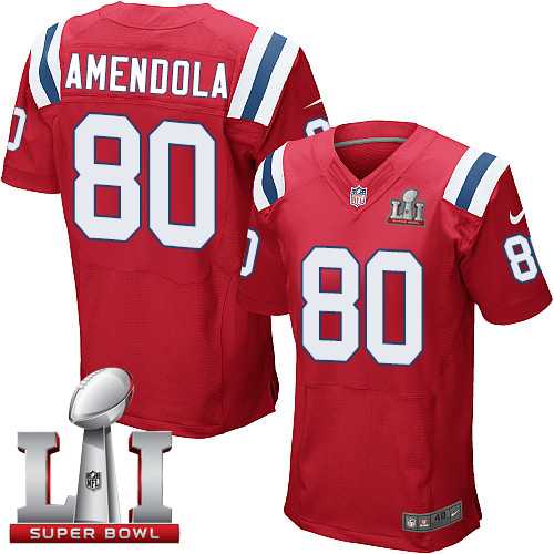 Nike New England Patriots #80 Danny Amendola Red Alternate Super Bowl LI 51 Men's Stitched NFL Elite Jersey