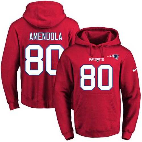 Nike New England Patriots #80 Danny Amendola Red Name & Number Pullover NFL Hoodie