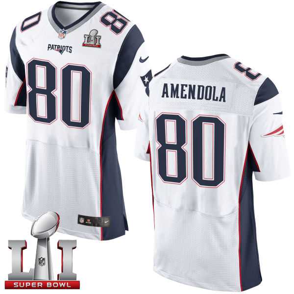Nike New England Patriots #80 Danny Amendola White Super Bowl LI 51 Men's Stitched NFL New Elite Jersey