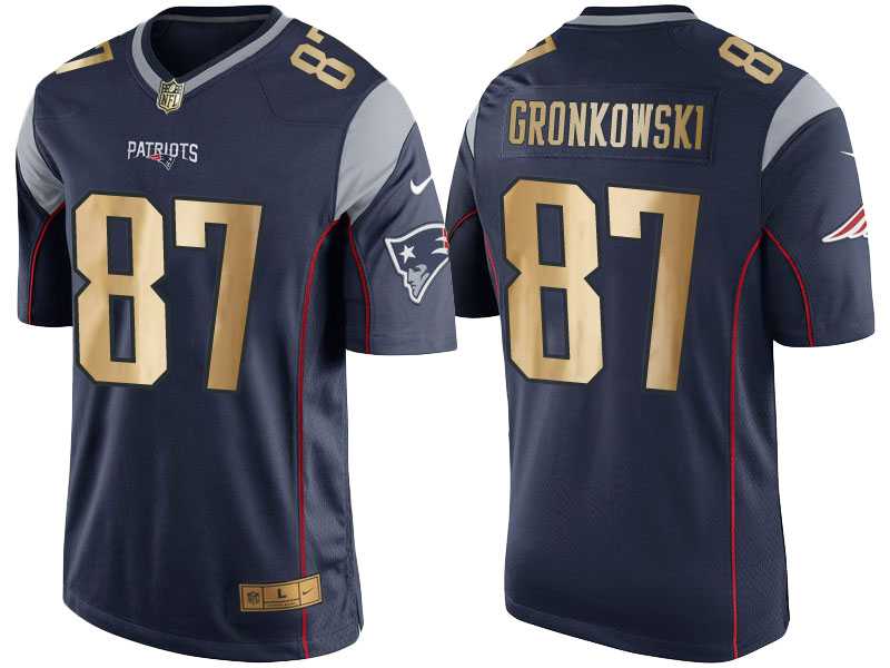 Nike New England Patriots #87 Rob Gronkowski 2016 Christmas Navy Blue Men's NFL Game Golden Edition Jersey